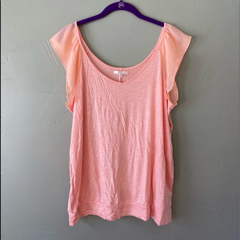 Maurices light pink/peach colored top with flutter sleeves, size XL